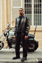 Gold Biker Veste en cuir