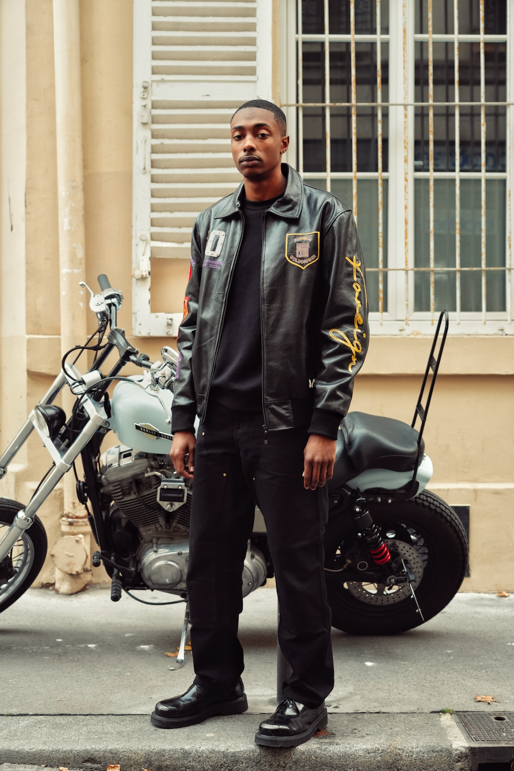 Gold Biker Veste en cuir