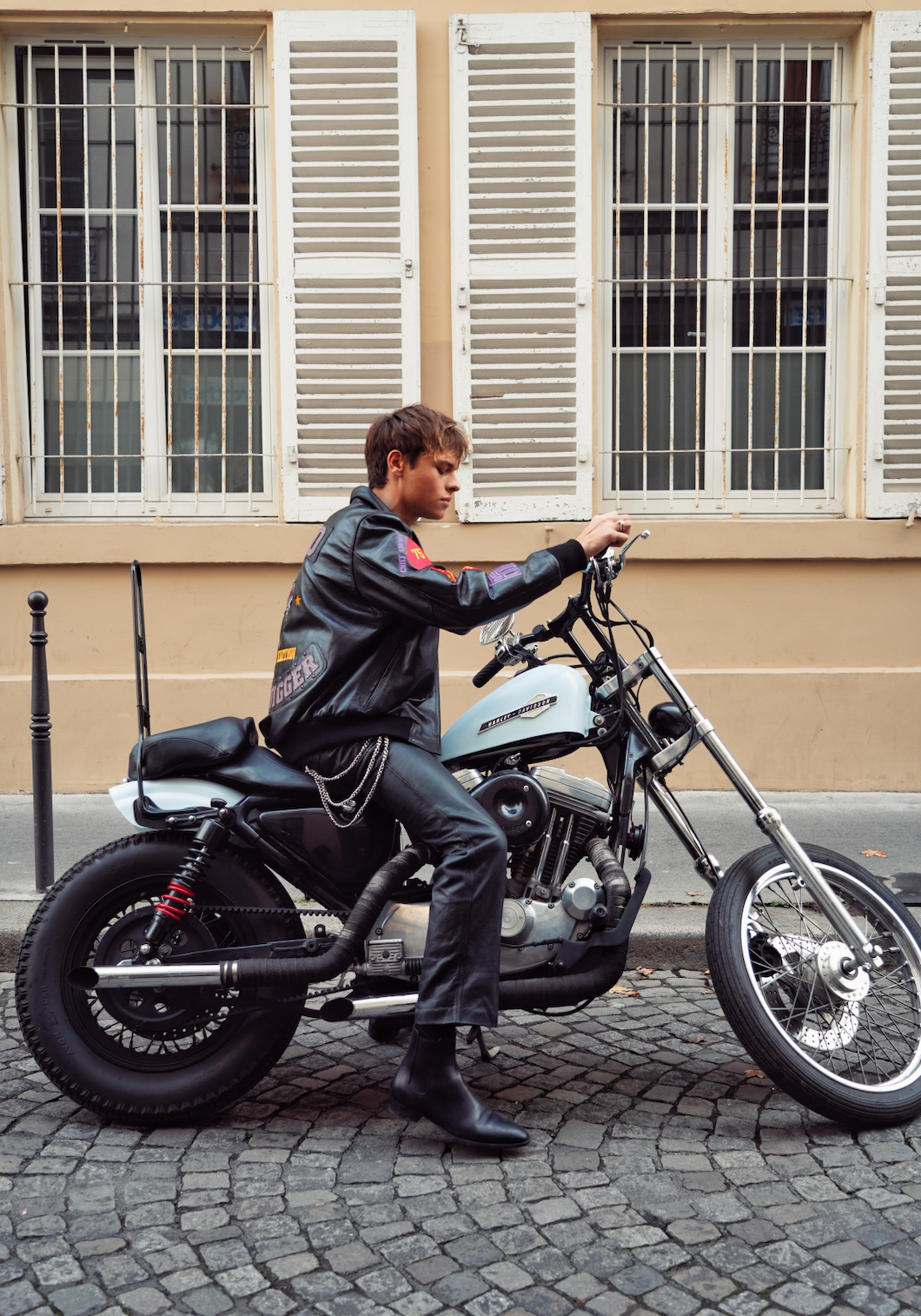 Gold Biker Veste en cuir