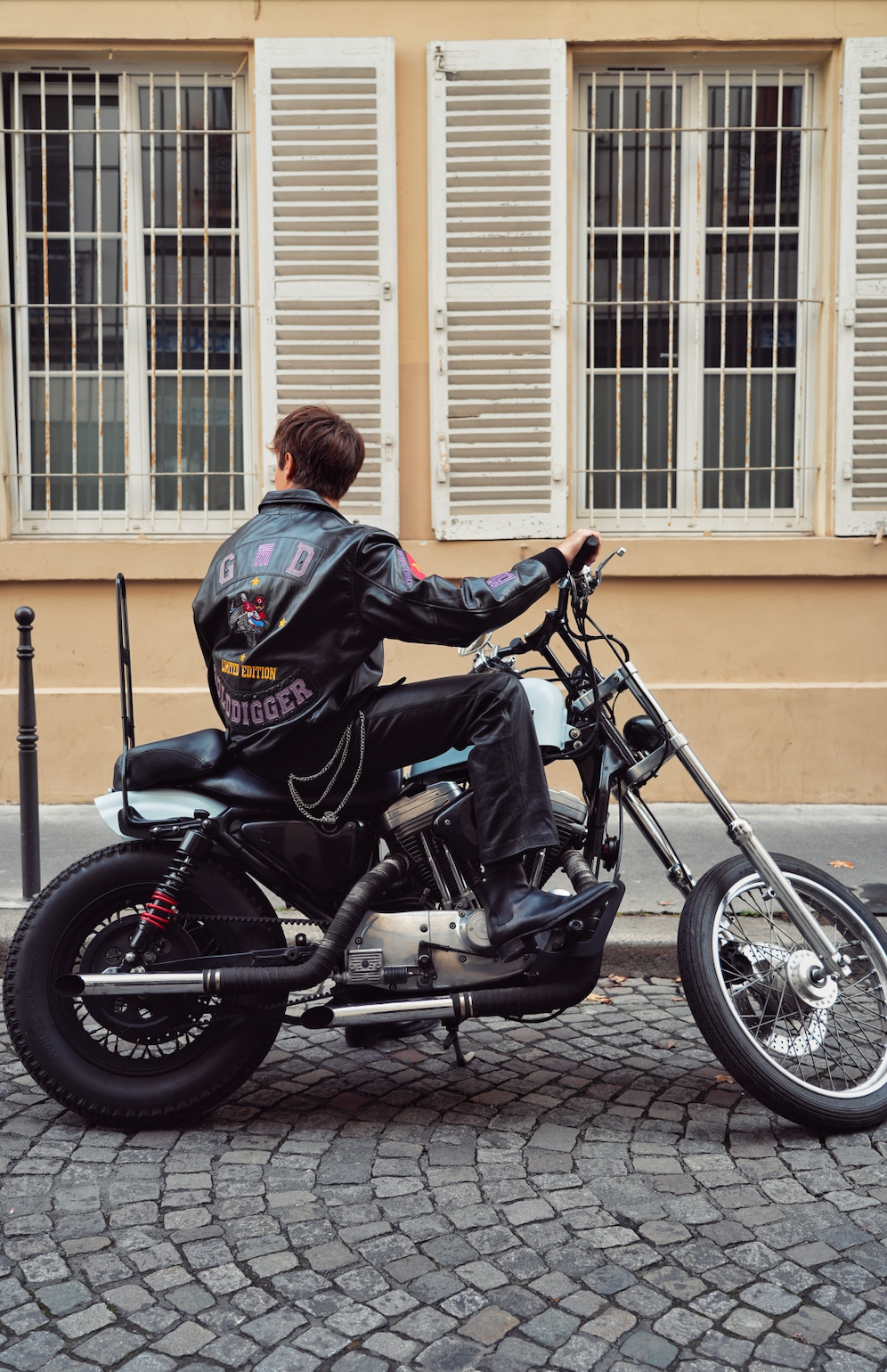 Gold Biker Veste en cuir